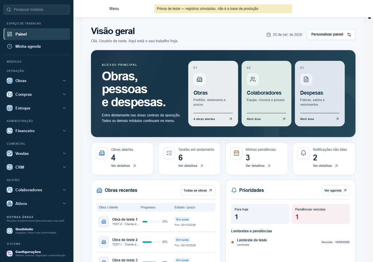 Home dashboard with project and priority widgets