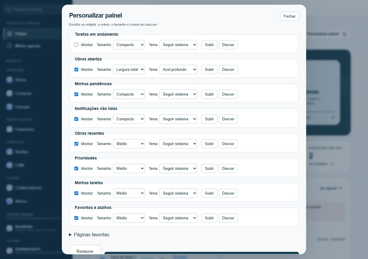 Widget order, size and theme settings
